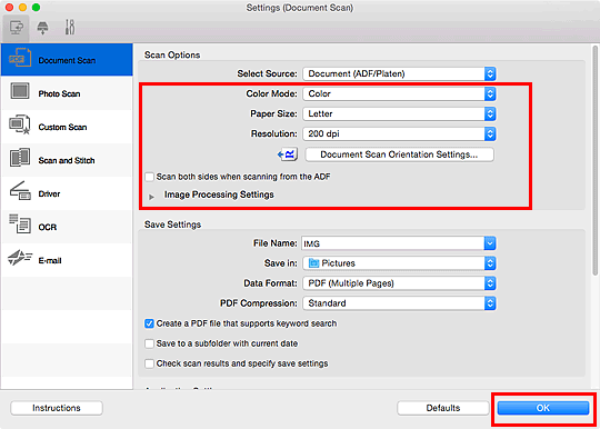 figure: Settings dialog